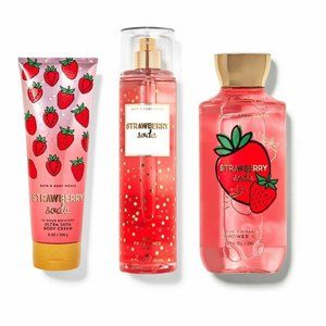 Bath & Body Works Strawberry Soda Body Cream Shower Gel & Fragrance Mist 3pc Set